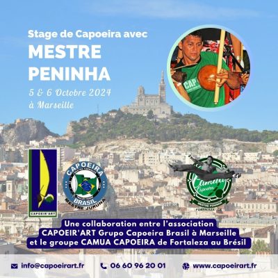 stage de capoeira à Marseille avec mestre Peninha de Fortaleza au Brésil